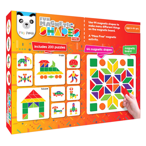 Fun Magnetic Shapes Small Type 1 with 44 Magnetic Shapes & 200 Puzzles