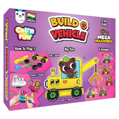 Build A Vehicle Colour & Play Mega Machines | Includes 21 Plastic Parts, 12 Sketch Pens & 6 Vehicle Designs