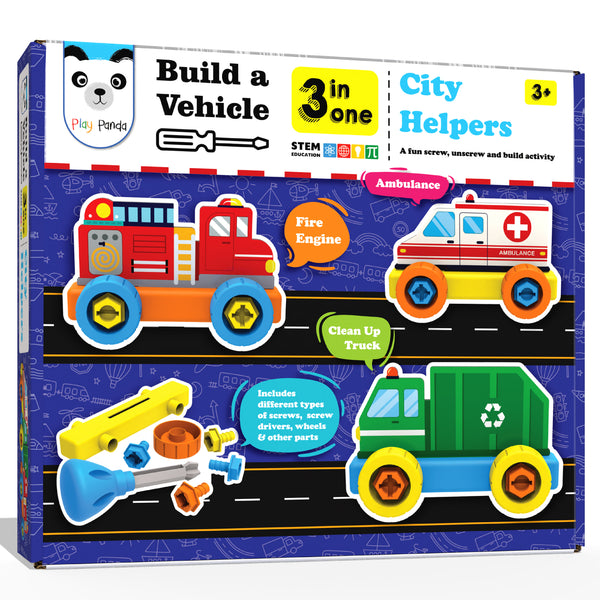 Build A Vehicle City Helpers | 3 in 1  A fun screw & unscrew activity for kids