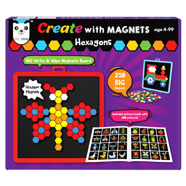 Create with Magnets Hexagons with 250 Big Magnets & 200 Puzzles