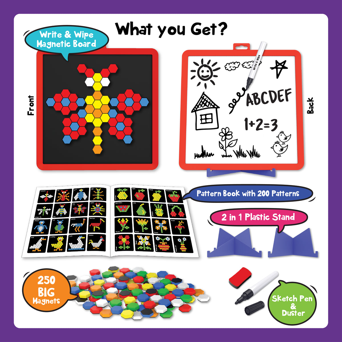 Puzzle Box Using Magnets Create with Magnets Hexagons with 250 Big Magnets & 200 Puzzles ...