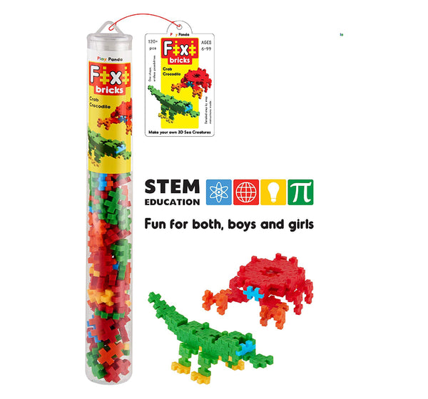 Fixi Bricks Aqua Tube 3 | Crocodile and Crab with 120 small bricks