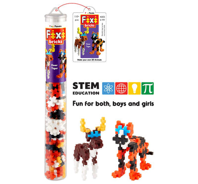 Fixi Bricks Jungle Tube 3 | Tiger and Deer with 110 small bricks
