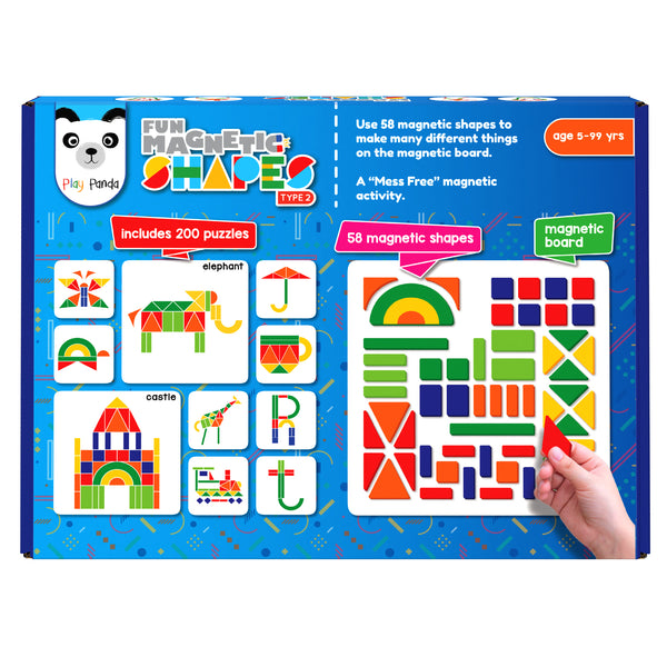 Fun Magnetic Shapes Small Type 2 with 58 Magnetic Shapes & 200 Puzzles