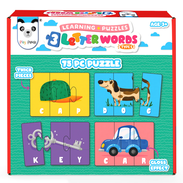 Learning Puzzles 3 Letter Words Type 1 | 75 Piece Spelling Puzzle
