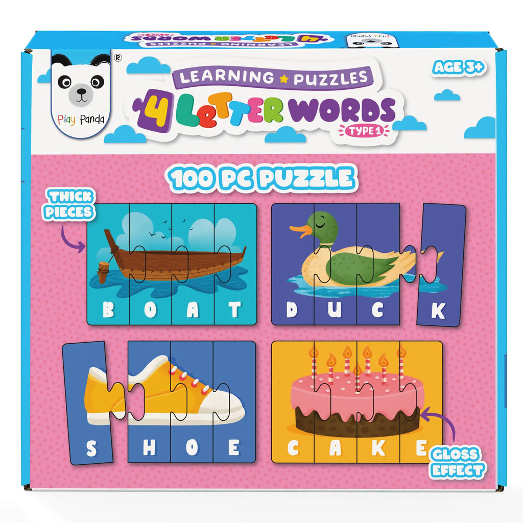 Learning Puzzles 4 Letter Words Type 1 | 100 Piece Spelling Puzzle