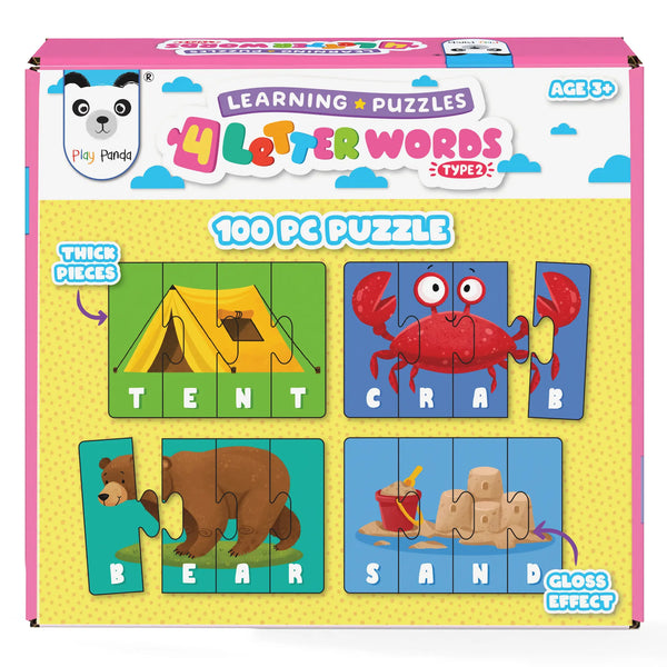 Learning Puzzles 4 Letter Words Type 2 | 100 Piece Spelling Puzzle