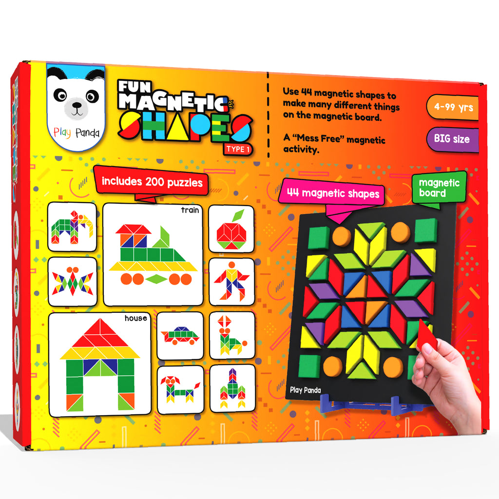 Fun Magnetic Shapes Small Type 1 with 44 Magnetic Shapes & 200 Puzzles