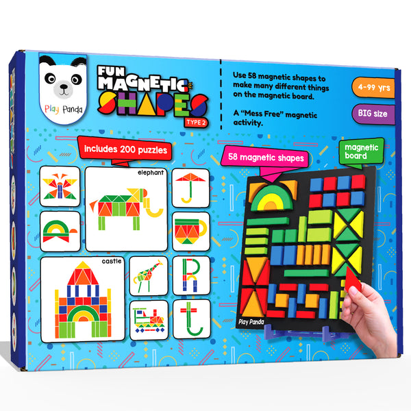 Fun Magnetic Shapes Big Type 2 with 58 Magnetic Shapes & 200 Puzzles