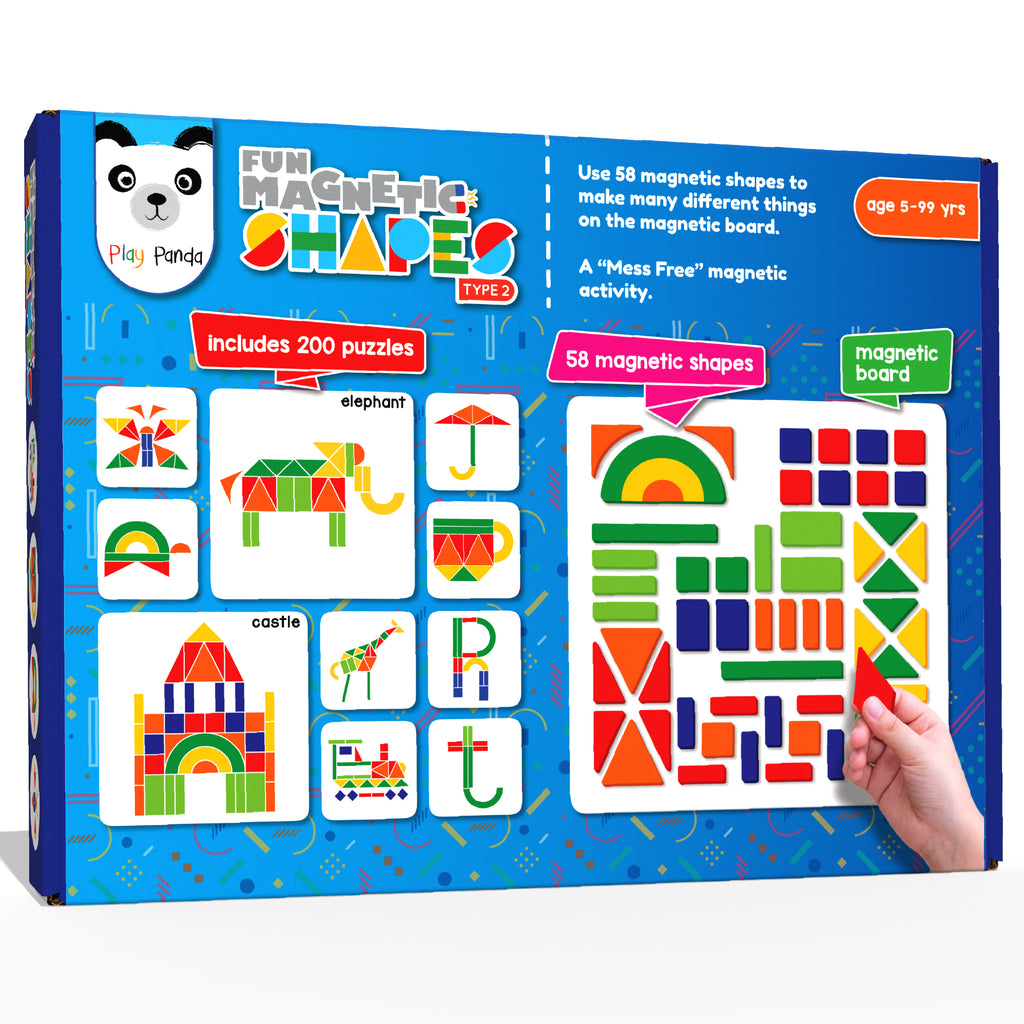Fun Magnetic Shapes Small Type 2 with 58 Magnetic Shapes & 200 Puzzles