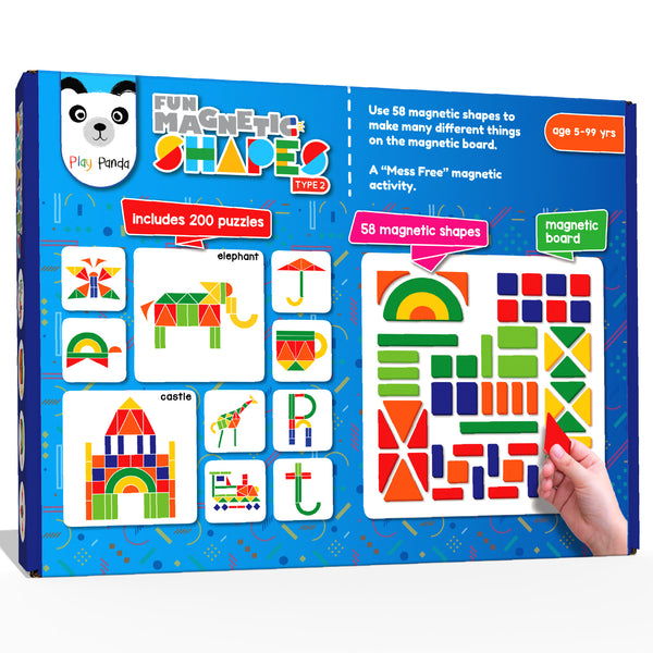 Fun Magnetic Shapes Small Type 2 with 58 Magnetic Shapes & 200 Puzzles