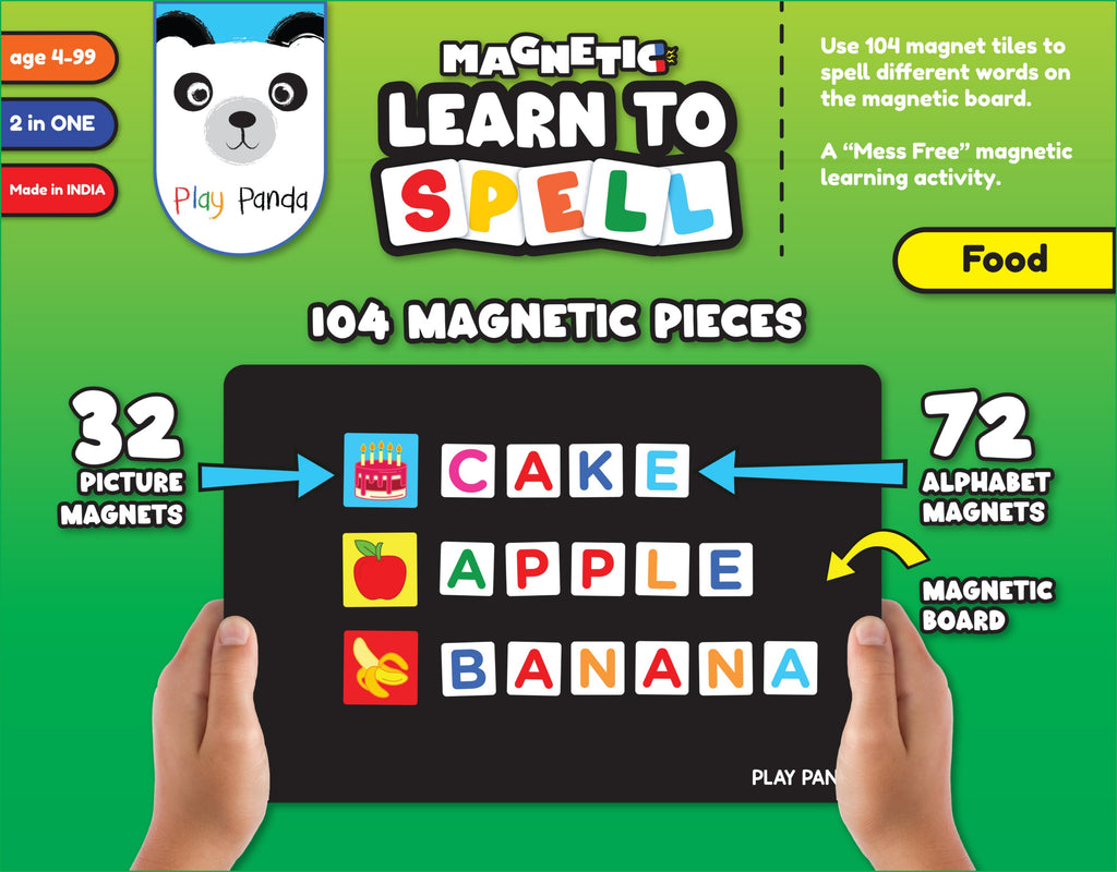 Magnetic Learn to Spell Food with 104 Magnetic Tiles