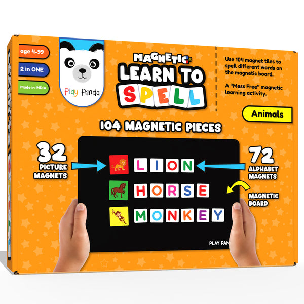 Magnetic Learn to Spell Animals with 104 Magnetic Tiles
