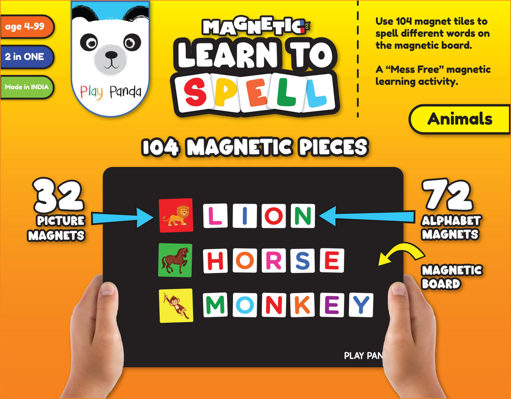 Magnetic Learn to Spell Animals with 104 Magnetic Tiles
