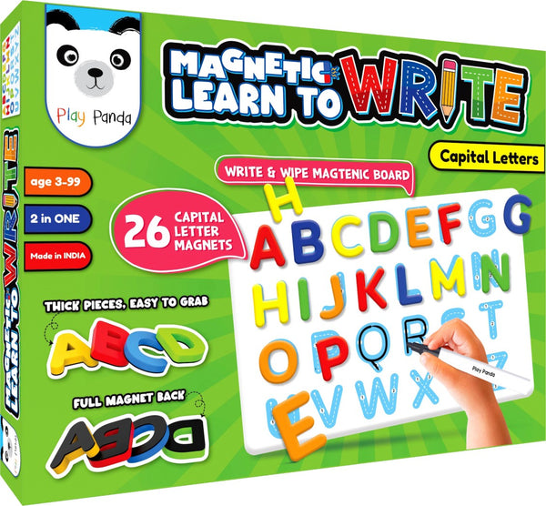Play Panda Magnetic Learn to Write Capital Letters with Write and Wipe Magnetic Board
