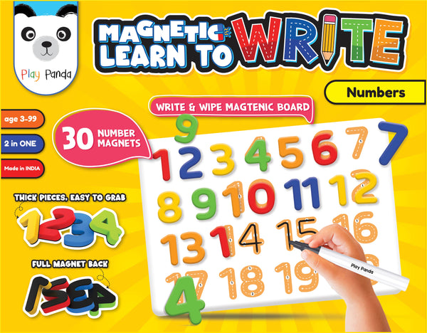 Play Panda Magnetic Learn to Write Numbers with Write and Wipe Magnetic Board