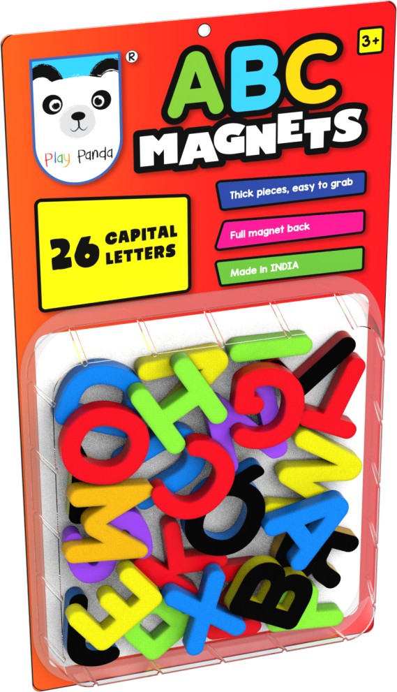 Play Panda ABC Magnets 26 Capital Letters - Thick Magnets with Full Magnet Back