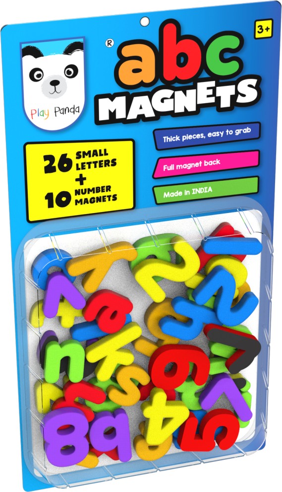 Play Panda abc Magnets Small Letters + Numbers - Thick Magnets with Full Magnet Back