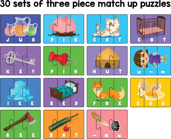 Play Panda Learning Puzzles 3 Letter Words Type 2 - 75 Piece Spelling Puzzle