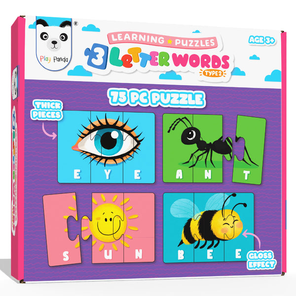 Learning Puzzles 3 Letter Words Type 2 | 75 Piece Spelling Puzzle