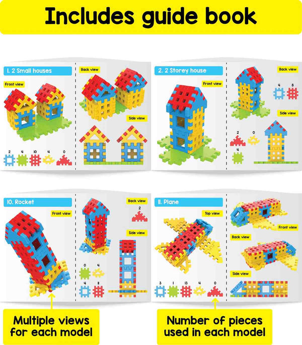 Bloxy The Easy Blocks 30 Models - Use Giant Plastic Blocks to make Animals, Birds, Vehicles, Buildings, etc. - Kid Friendly Blocks fix easily with each other