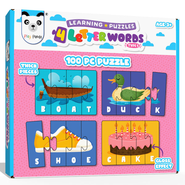 Learning Puzzles 4 Letter Words Type 1 | 100 Piece Spelling Puzzle