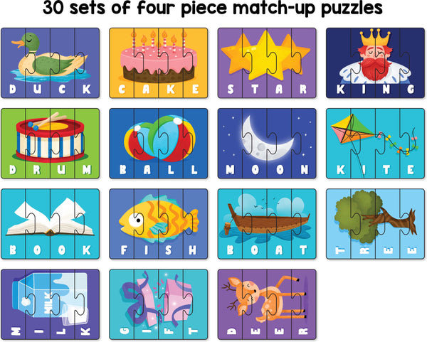 Play Panda Learning Puzzles 4 Letter Words Type 3 - 100 Piece Spelling Puzzle