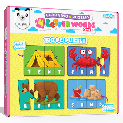 Learning Puzzles 4 Letter Words Type 2 | 100 Piece Spelling Puzzle