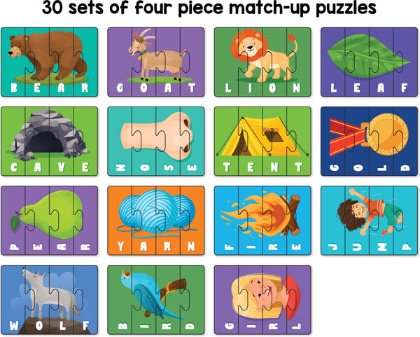 Learning Puzzles 4 Letter Words: Type 4 - 100 Piece Puzzle Spelling Guide