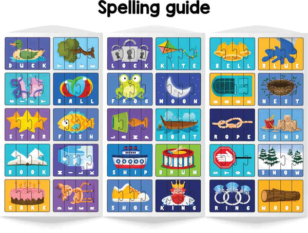 Play Panda Learning Puzzles 4 Letter Words Type 1 - 200 Piece Spelling Puzzle