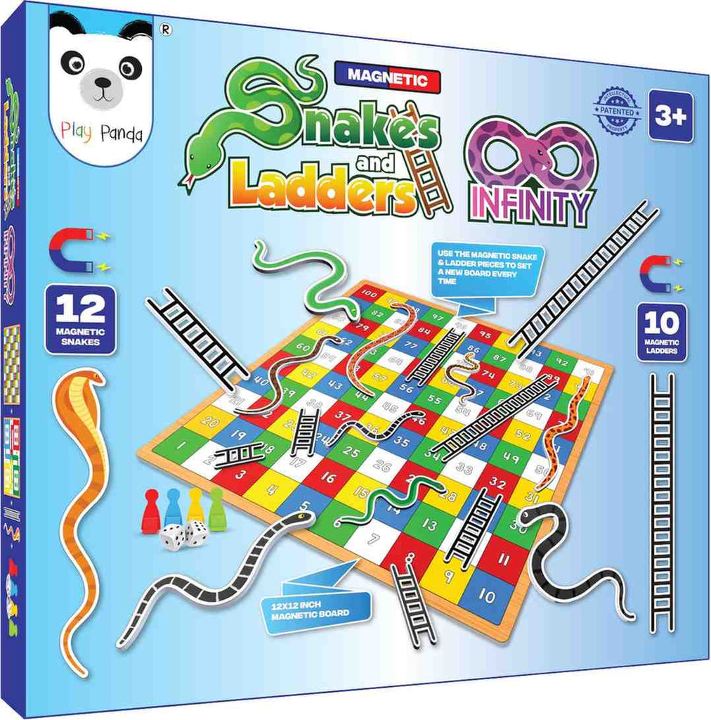 Magnetic Snakes & Ladders Infinity Big - Use the Magnetic Snake & Magnetic Ladder Pieces to set a new board each time you play.