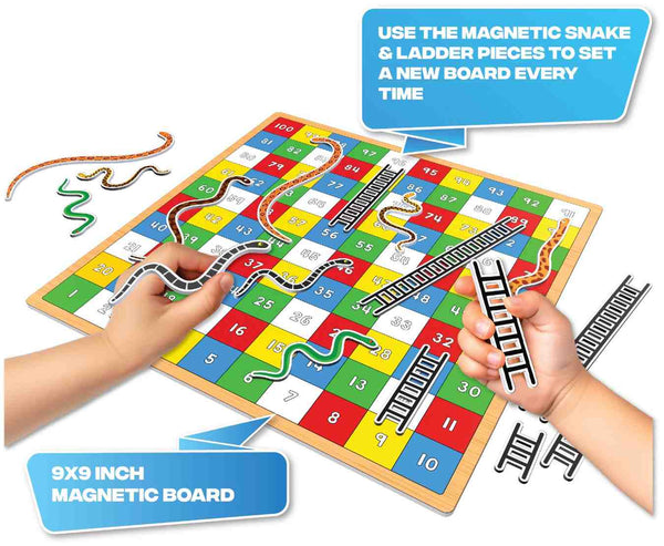 Magnetic Snakes & Ladders Infinity Small - Use the Magnetic Snake & Magnetic Ladder Pieces to set a new board each time you play.