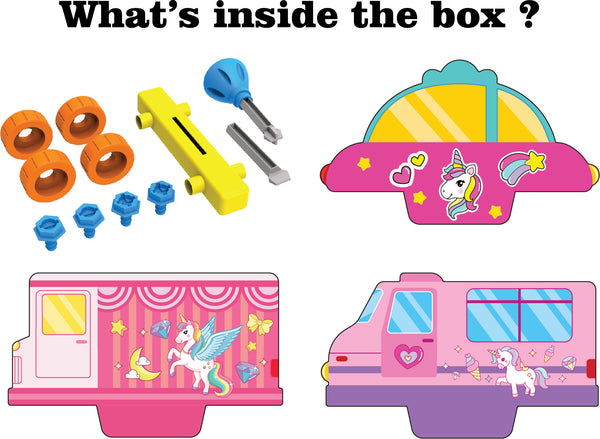 Build A Vehicle Fantasy Wheels - 3 in 1 - A fun screw & unscrew activity for kids - Make 3 different vehicles