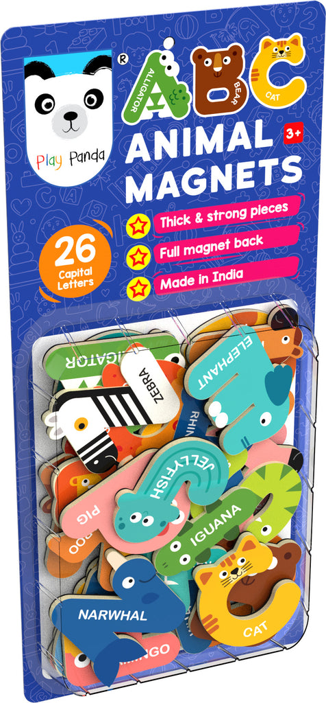 Large Size Magnetic Letters in Cute Animal Design - Uppercase Letters - Educational Toys Set Spelling Learning Games for Kids, Toddlers 3 4 5 Years Old