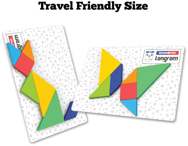 Magnetic Tangram Puzzle Animals - Solve 50 Puzzles using Magnetic Shapes - includes Magnetic Shapes, Magnetic Board, 50 Puzzles, 50 Solutions – Educational & Travel Toy for age group 5-99 years