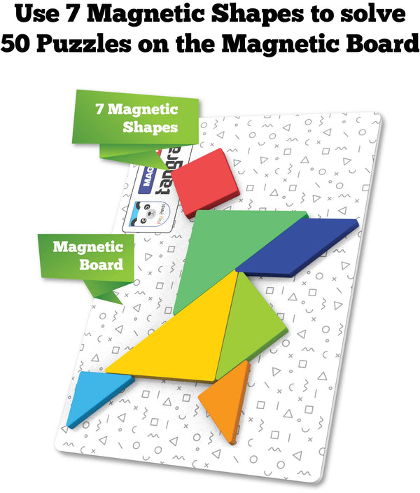 Magnetic Tangram Puzzle Human Figures - Solve 50 Puzzles using Magnetic Shapes - includes Magnetic Shapes, Magnetic Board, 50 Puzzles, 50 Solutions – Educational & Travel Toy for age group 5-99 years