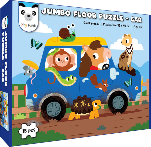Jumbo Floor Puzzle Car – Educational Toddler Puzzles - Enhances Imagination, Coordination, Patience Focus and Memory - Gift for Boys & Girls Ages 3, 4, 5, 6, 7