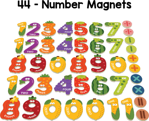 Large Size Magnetic Numbers in Fruits & Vegetables Theme - Educational Toy, Practice Numbers & Counting for kids