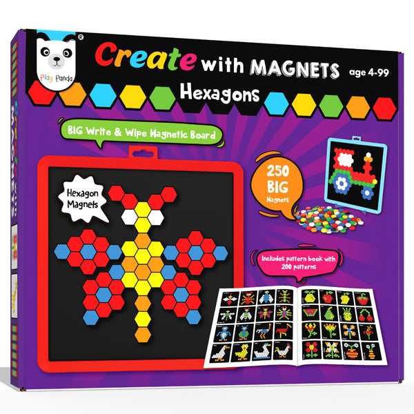 Create with Magnets Hexagons with 250 Big Magnets & 200 Puzzles